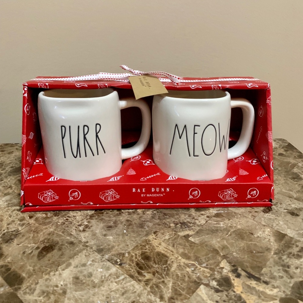 Rae Dunn Meow and Purr Mugs